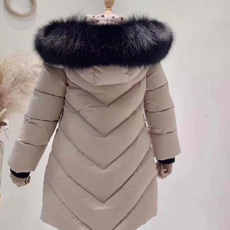 Коллекция года, Зимний Розовый пуховик зимняя одежда для девочек, теплая куртка, пальто гусиный пуховик зимняя верхняя одежда детское пальто