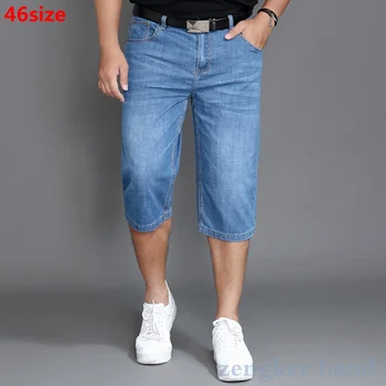 

Casual summer wild large size jeans shorts blue loose elastic thin section new washing trend 44 46