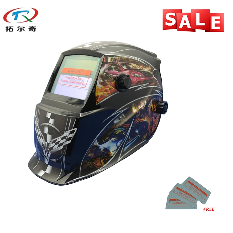 Baratos Máscara soldadora de camaleón negro Máscara de Soldadura de calavera de PP Máscara de Soldadura de oscurecimiento automático electrónico personalizada solar y batería GD06 (2200DE) W