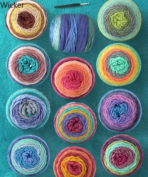 

200 G/skein 3 Mm100% Acrylic Yarn for Hand Crocheting 5 Colors Gradient Rainbow Cake Yarn Hand Knitting Yarn for Handmade Crafts