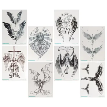 

8 pcs Body Art Tattoos Creative Temporary Angel Pattern Waterproof Sticker Fake Tattoo Arm Decor for Club Party
