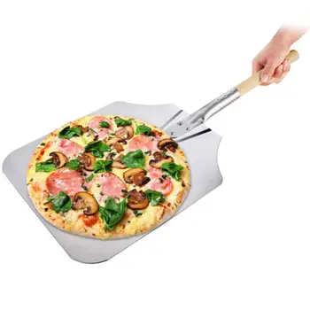 

Square Wood Handle Aluminum Thicken Oven Pizza Cake Pastry Shovel Cheese Cutter Peels Shovel Lifter Tool Kitchen Baking Tool