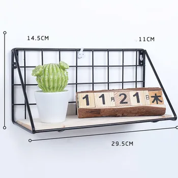 

Industrial Wall Mounted Shelf Unit Metal Wire Floating Wood Rack Shelves Organizer Home Store Decor Iron Art