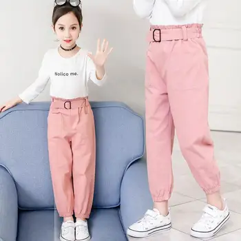 

New Kids Baby Girls Clothing Pants Loose Casual Cargo Pants Pockets Children Girls Sweatpants Elastic Waist Harem Trousers K341
