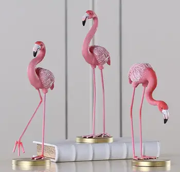 

High quality Sales large size Pink Flamingo Desktop Figure Lovely Home Decoration Gift for Girls Flamingo Mini Sculpture Statue