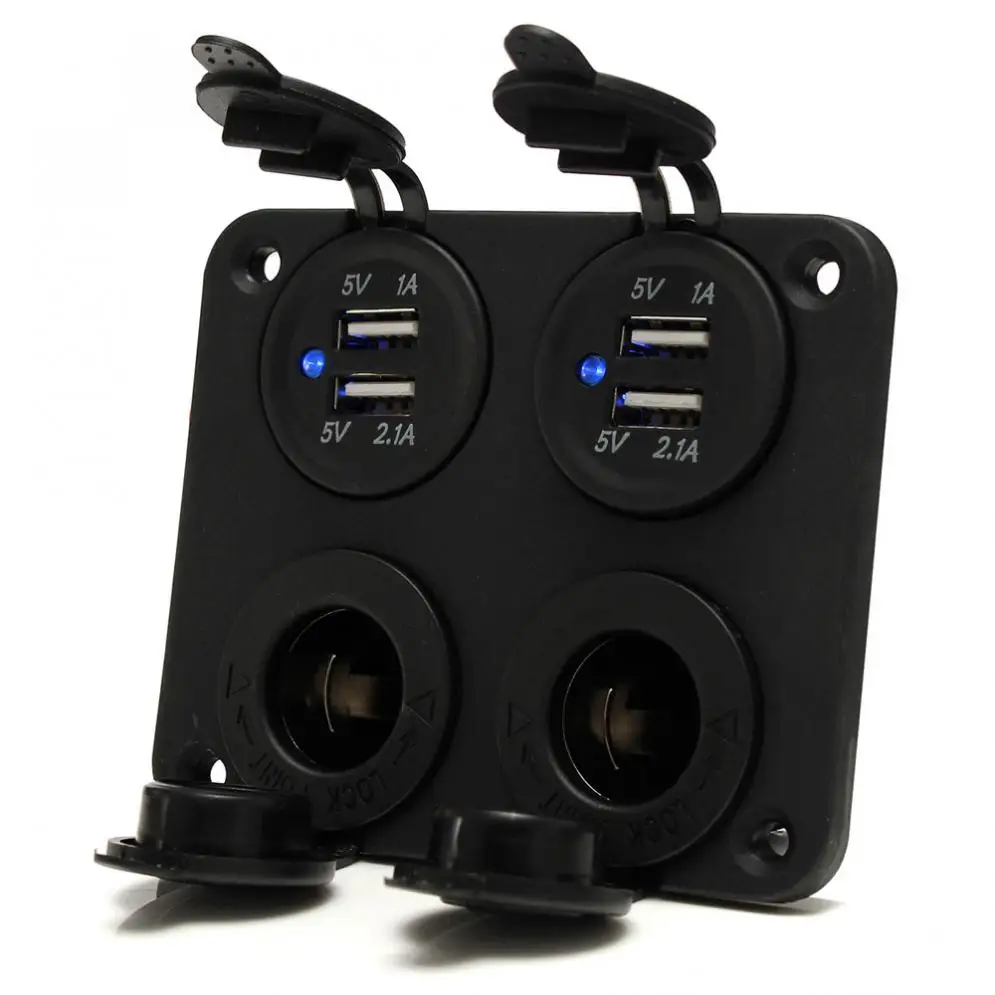 12-24V автомобильный двойной USB адаптер зарядное устройство+ прикуриватель розетки с синий светодиодный индикатор