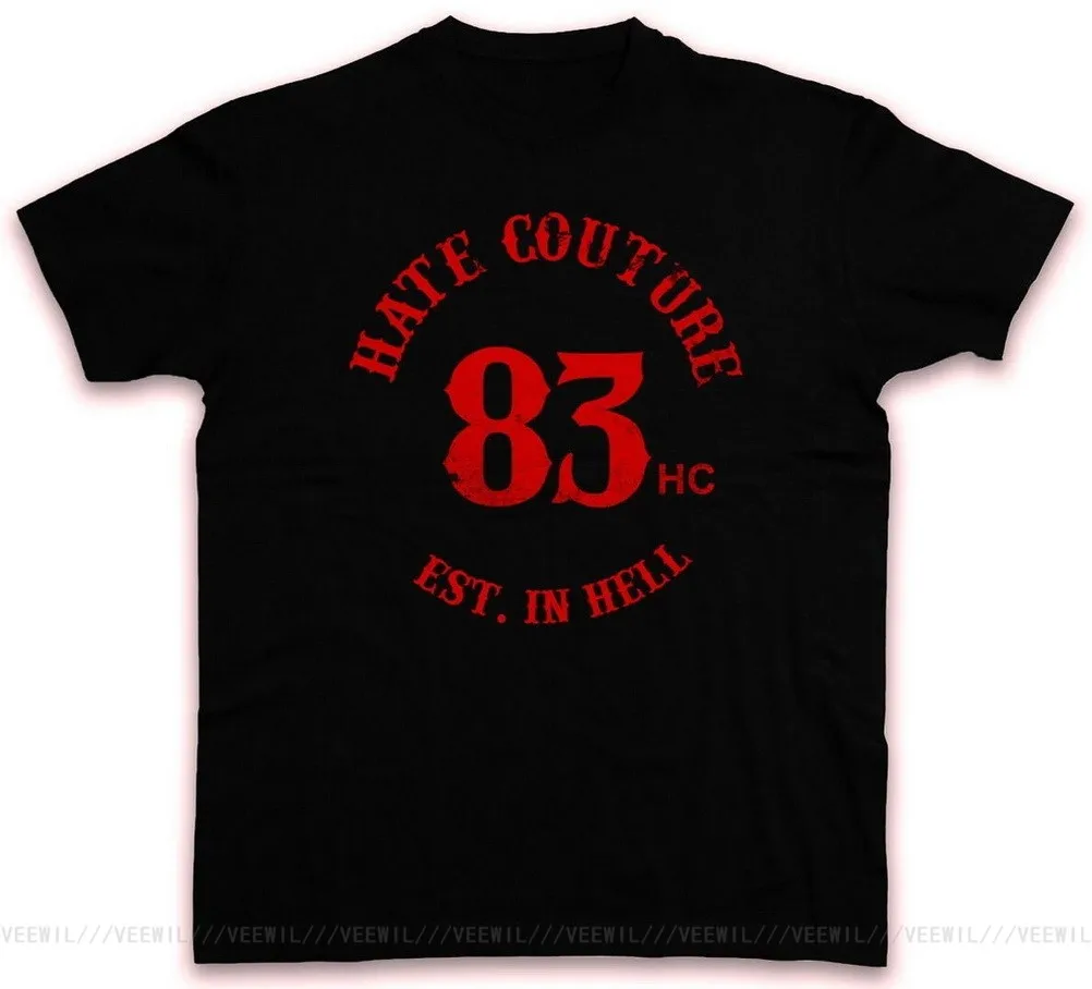 Клубная футболка 83 HC HATE COUTURE Biker MC SOA Rocker Tattoo Chopper FTW для молодежи среднего возраста |