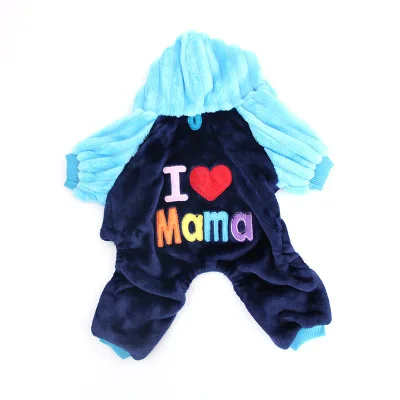 S-2XL фланелевая теплая одежда для собак I Love Mama куртки для собак для маленьких и средних собак зимняя одежда для щенков чихуахуа - Цвет: 1