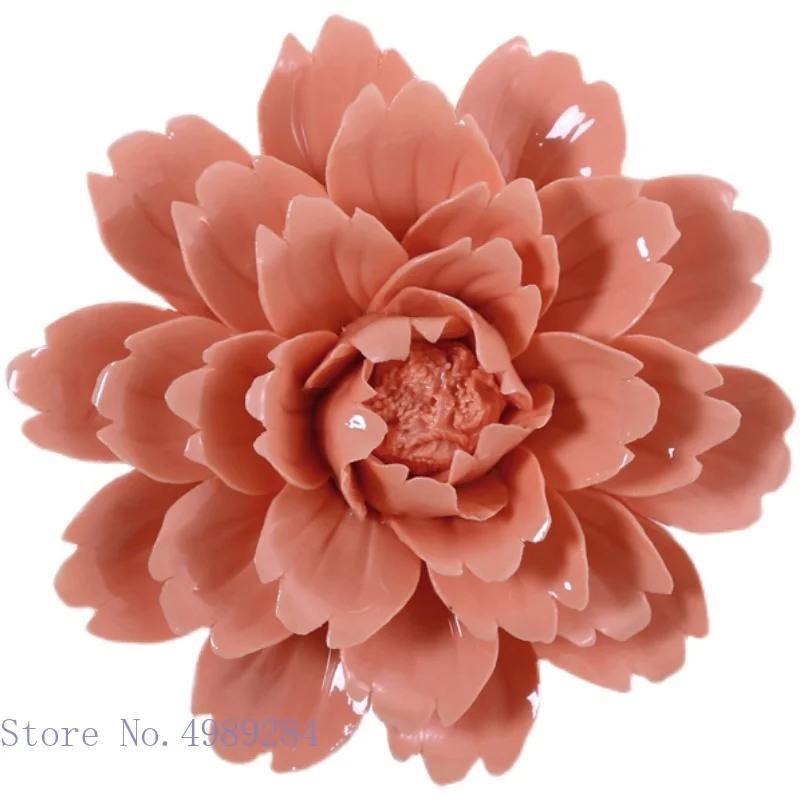 Creative Ceramic Flowers Peony Background Wall Hanging Decoration 3D Relief Handmade Ceramic Crafts Living Room Background Wall 6