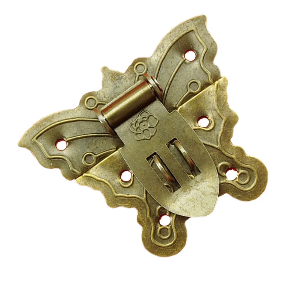Retro Metal Iron Butterfly Latch Catch Wooden Jewelry Box Case Hasp Lock Buckle