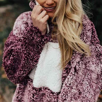 

Chaqueta Mujer Women Jacket 2019 Autumn And Winter Fashion Long Sleeve Zip Pocket Blouse Plush Jackets Round Neck