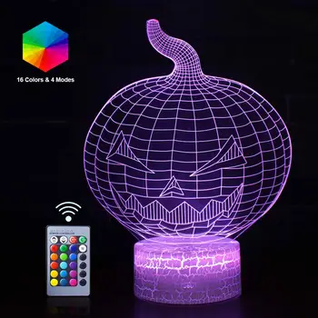

3D Pumpkin Lantern LED Night Light Remote NightLight Halloween Bedroom Luminaria Kid Table Lamp Birthday Christmas Holiday Gift