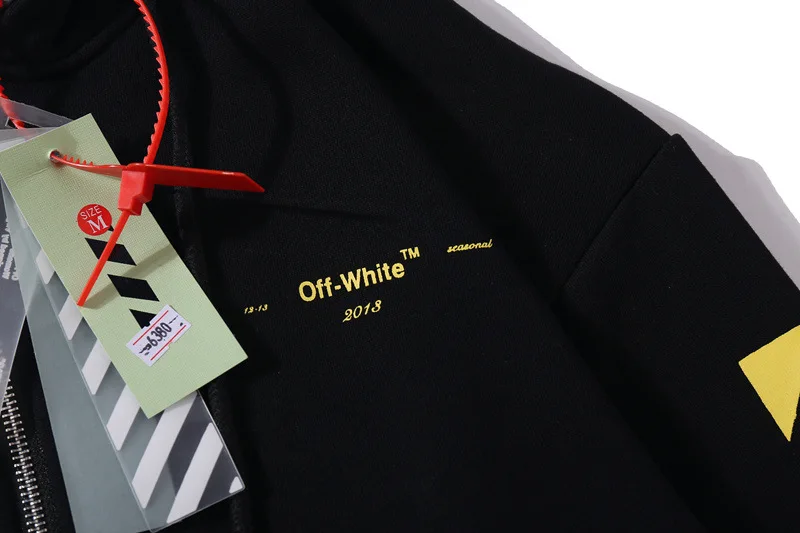 Off-White картина маслом желтый полосатый стрелы мужской кардиган толстовка