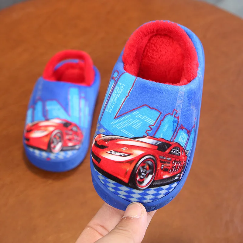 Дисней детская нескользящая Мягкая нижняя часть одежды с мультяшным автомобилем хлопковые тапочки для мальчиков домашняя хлопковая обувь