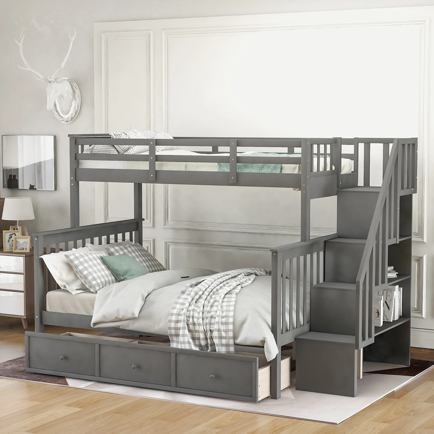 twin bed with rails and storage