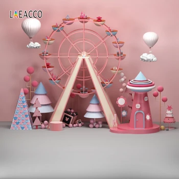 

Laeacco Amusement Park Ferris Wheel Hot Air Balloons Photo Backgrounds Baby Portrait Photography Backdrops Photophone Photozone