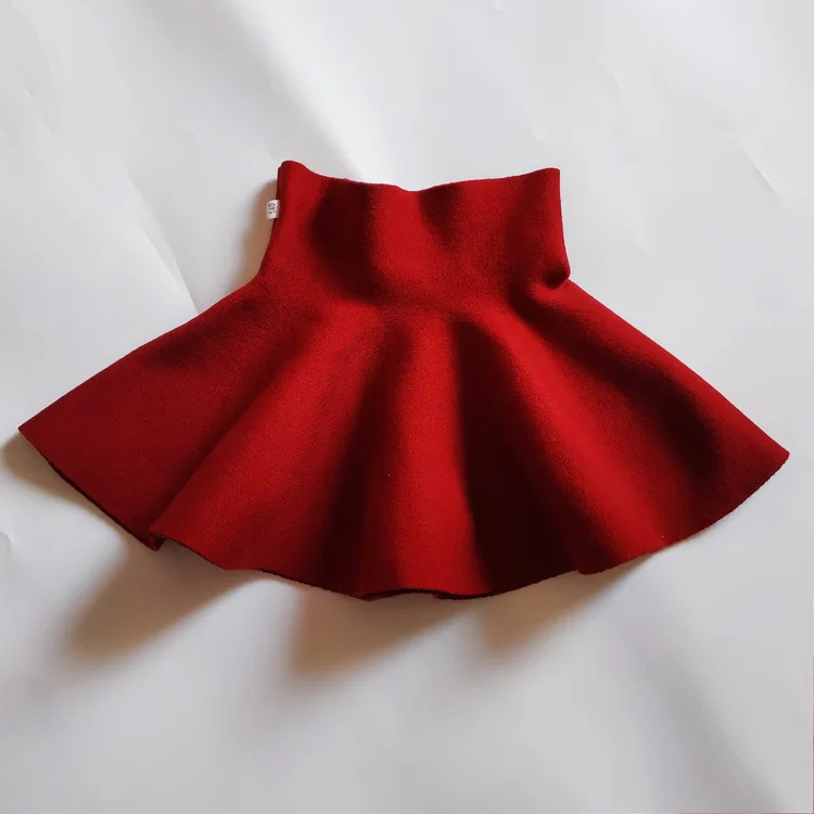 Юбка-пачка для девочек г. Осенние Хлопковые вязаные плиссированные детские юбки модные высококачественные однотонные Юбки Милая Детская одежда для девочек - Цвет: Красный