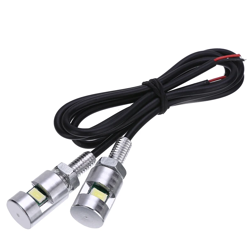 2X Chrome Motorcycle Left/Right License Plate Bolt Light Bulb 12V Car Motor White SMD LED Number Plate Screw Bolt Lamp