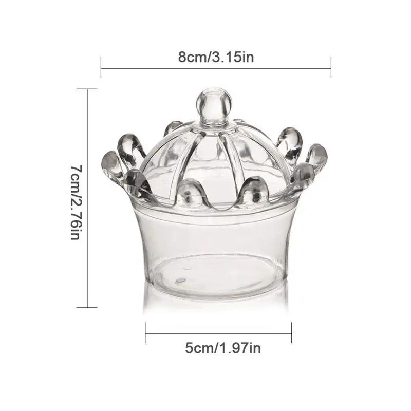 

12 PCS Candy Boxes, Plastic Mini Dome with Crown Design Party Decoration Clear Plastic Crown Fillable Party Favor Box for Cand