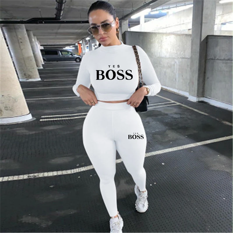 Conjunto deportivo de 2 piezas para mujer, traje de Fitness de dos piezas, Top corto de manga larga, camiseta, Leggings, pantalones de gimnasio, primavera 2021