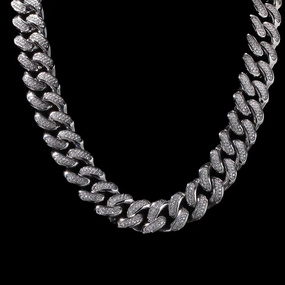 Шикарное Королевское роскошное высококачественное ожерелье из нержавеющей стали с кубинским соединением, полностью покрытое фианитом ААА, 20 мм, цепочка, ювелирные изделия