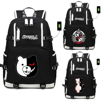 

Danganronpa Dangan Ronpa Cosplay USB Backpack Cartoon Student School Shoulder Bag Teenage Casual Laptop Travel Mochila