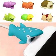 Coque de protection pour Iphone, étui de protection pour câble USB Type C, morsures de câble Animal mignon, dessin animé, accessoire de décoration pour amis