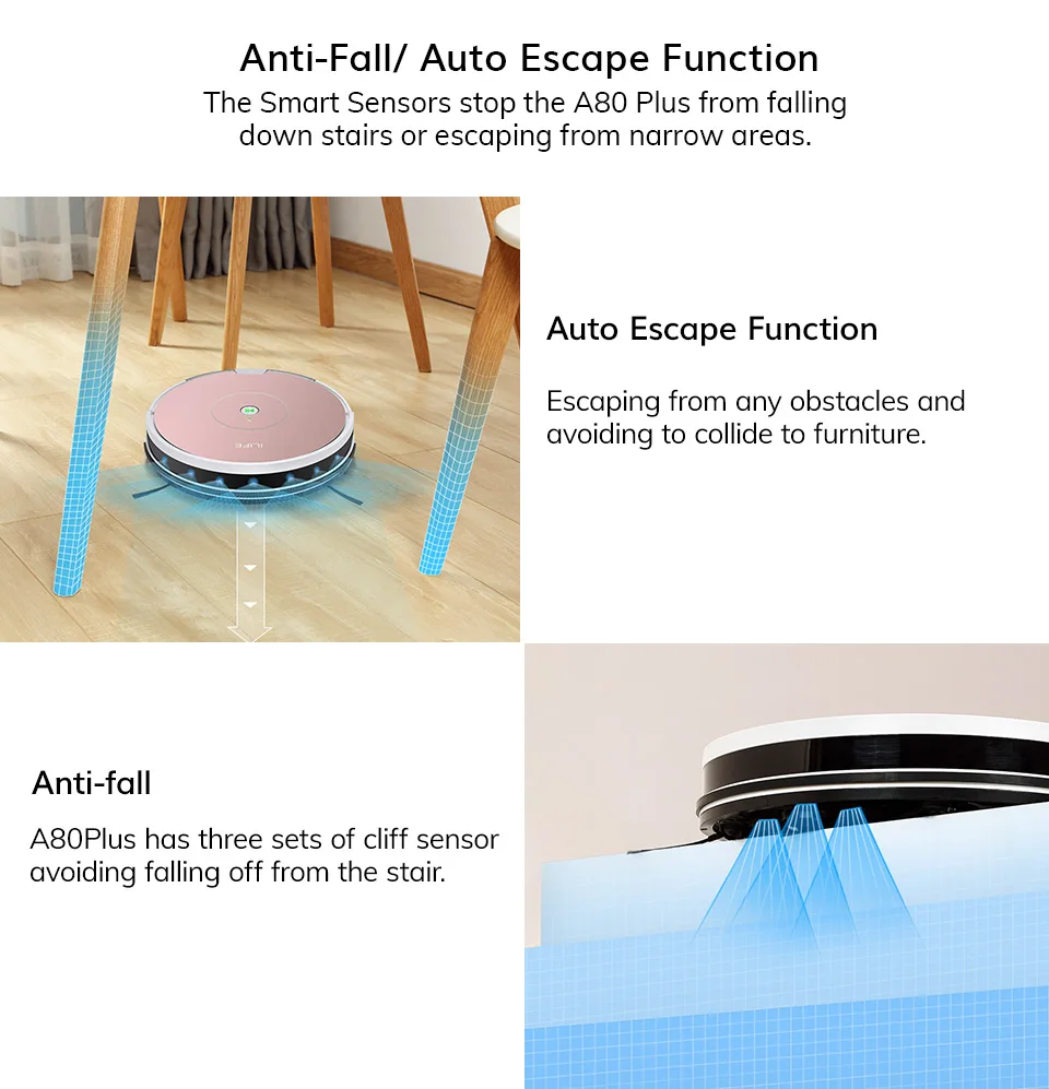 ILIFE A80 Plus WIFI APP Control Powerful Mop Robot Vacuum Cleaner