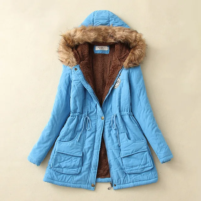 Новинка, парка, зимняя куртка для женщин, утепленное хлопковое зимнее пальто, женская куртка с капюшоном, женская зимняя парка, женская уличная куртка - Цвет: Lake Blue