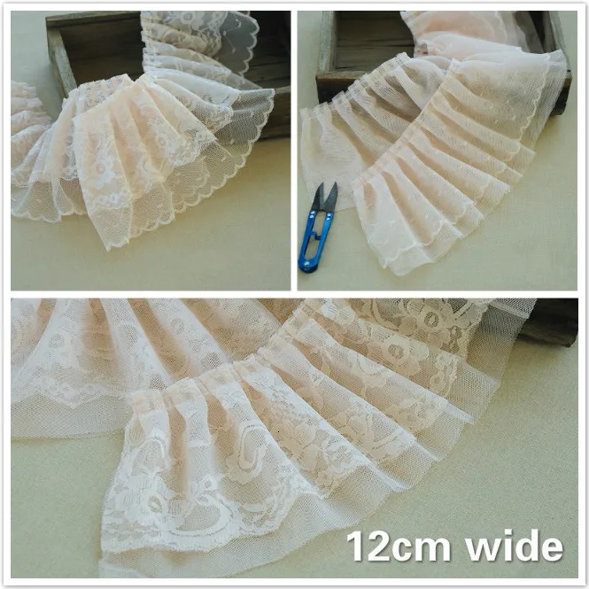 

Trend Light Pink Double-layer Net Yarn Crease Lace DIY Woman Child Pettiskirt Dress Clothes Cuffs Hem Trim Decor Accessories