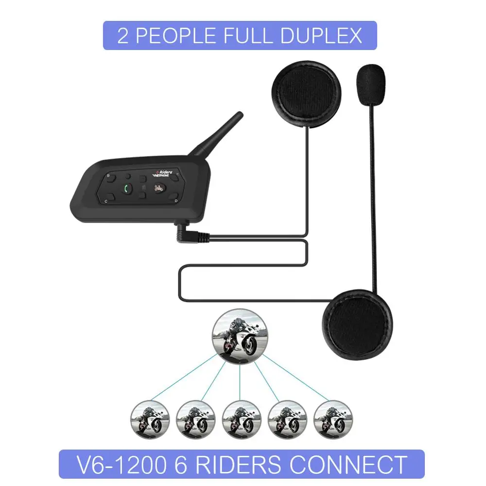 2pcs 2019 V6 Motorcycle Walkie Talkie Bluetooth Helmet Headset For 6 Rider Interphone 1200M Wireless Radio Comunicador Moto MP3 2pcs 2019 V6 Motorcycle Walkie Talkie Bluetooth Helmet Headset For 6 Rider Interphone 1200M Wireless Radio Comunicador Moto MP3