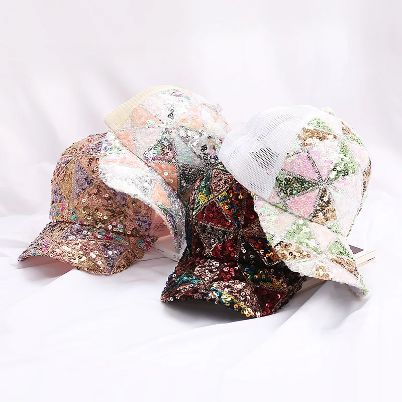 

Net cap baseball cap female sequins Plaid all-match outdoor sunscreen hat