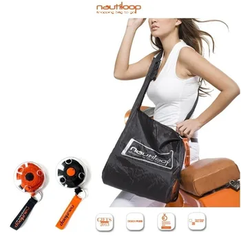 

Portable Tote In Pouch Reusable Folding Eco Shopper Shopping Shoudler Bags Organizer with Carabiner Shopping Bag