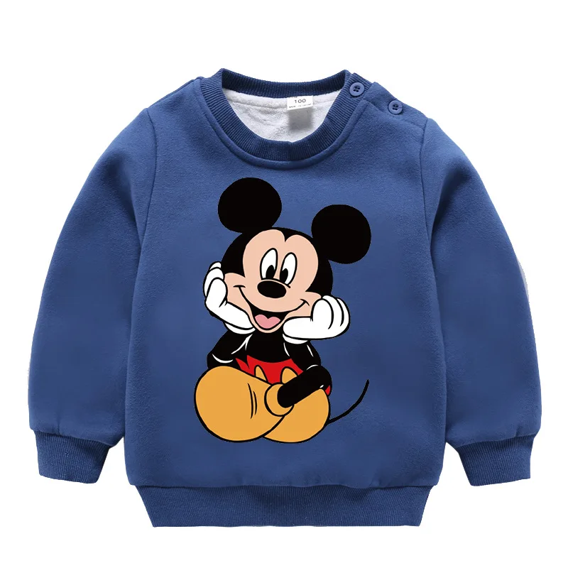 Navy blue Зимняя флисовая толстовка с рисунком Микки Мауса; топы для маленьких мальчиков и девочек; Рождественский костюм; утепленное пальто; детская одежда; Осенняя верхняя одежда - Цвет: Navy blue