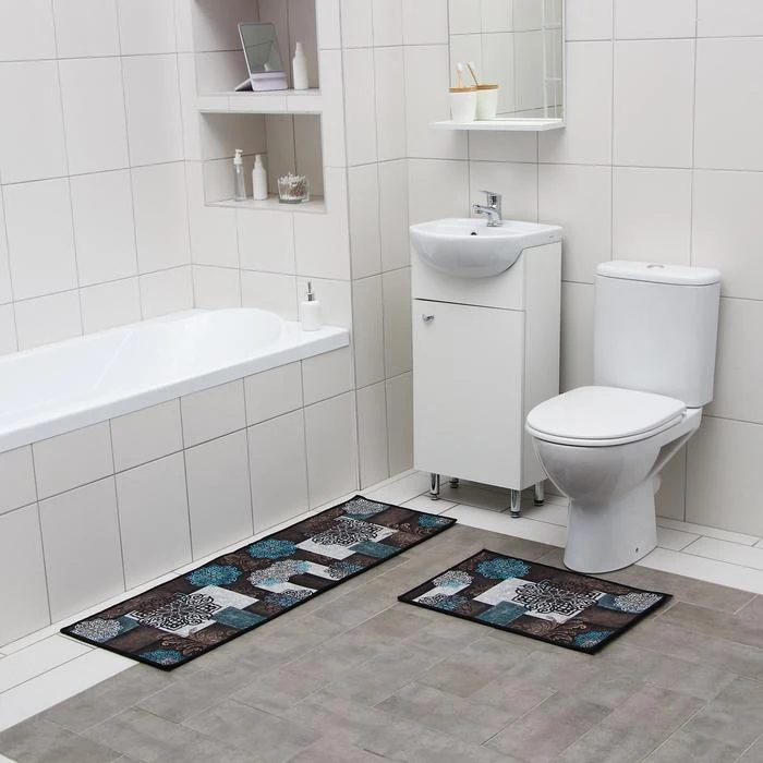 Set of mats for bath and toilet Dolyan Tsveta 2 pcs: 40 × 60 45 120 cm home the bathroom kitchen Products Household Merchandises Garden | Дом и