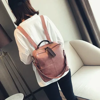 

2020 new backpack women's soft leather travel luxury fashion backpack ladies