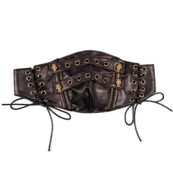 

Adjustable Gothic PU Leather Half Face Mask Steampunk Skull Anime Masks Cosplay Props for Women Men