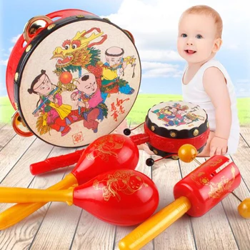 

Baby Kids Rattle Pellet Drum Cartoon Musical Instrument Toy Baby Kids Gift Toys Chinese Traditional Rattle Drum Music Toys