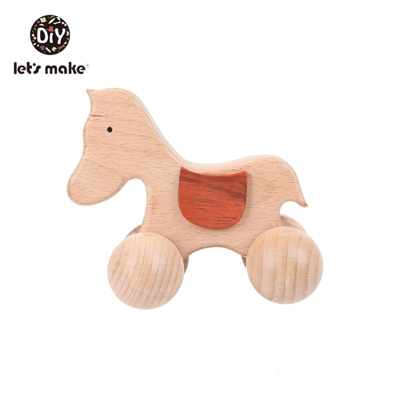 horse Игрушки для малышей, 1 шт., деревянный блок, мультяшное животное, деревянная машина, собака, лошадь, форма, обучающая игрушка Монтессори, игра в спортзал, детские товары - Цвет: horse