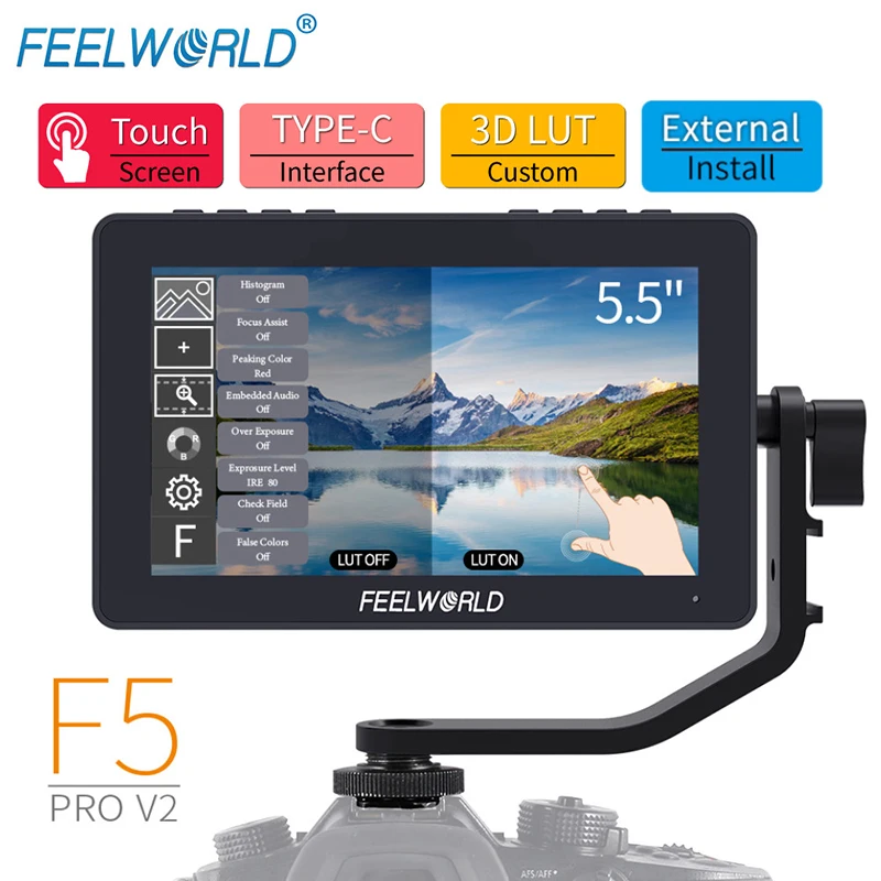 FEELWORLD F5 Pro V2 монитор HDMI 4K 5 дюймов на камере полевой 3D LUT сенсорный - Цена: 10 498,23 - 11 664,43 руб.