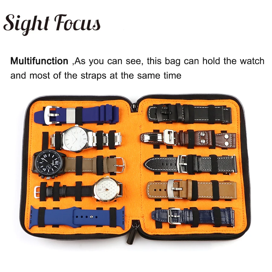 20 slots PU Leather Watch Box Pouch Travel Wrist Watch Strap Organizer Storage Watchband Box For Apple Band Holder Bag