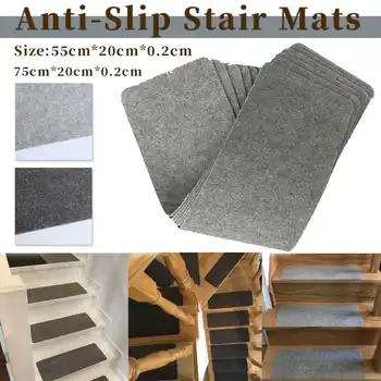 

4Pcs Anti Slip Stairway Stair Mats Rectangle Self-adhesive Step Foot Pad Rugs Stair Entrance Mat Carpets 55X20cm/75X20cm