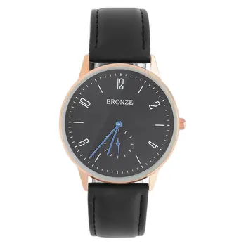 

New Women Men Round Case PU Leather Band Analog Display Quartz Wrist Watch