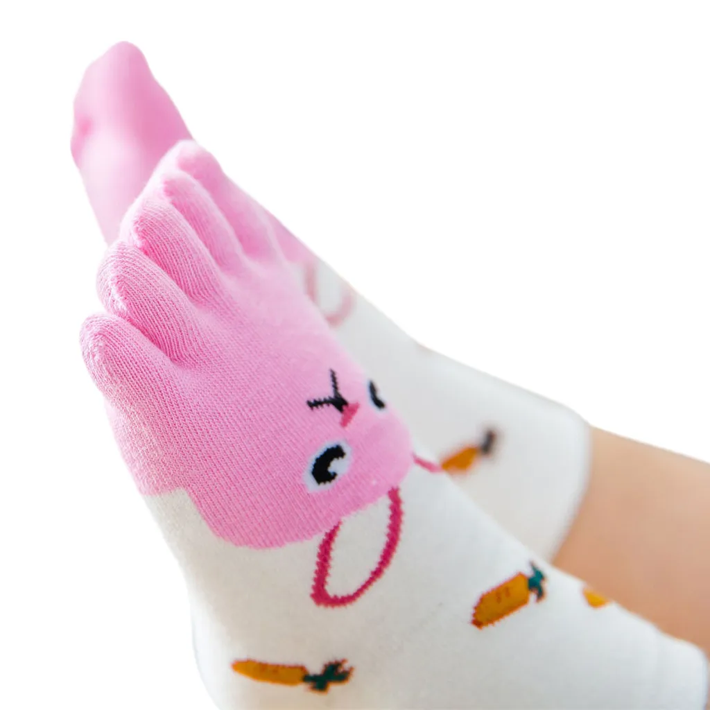 Нескользящие хлопковые носки для маленьких мальчиков и девочек с изображением животных из мультфильма «пять пальцев» Носки для малышей