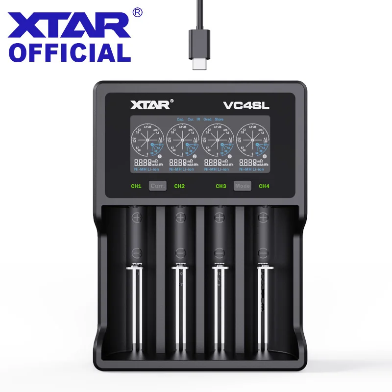 XTAR 18650 Battery Charger VC4SL QC3.0 Fast Type C USB Quick Charge AAA AA Rechargeable Lithium Batteries 21700 | Электроника