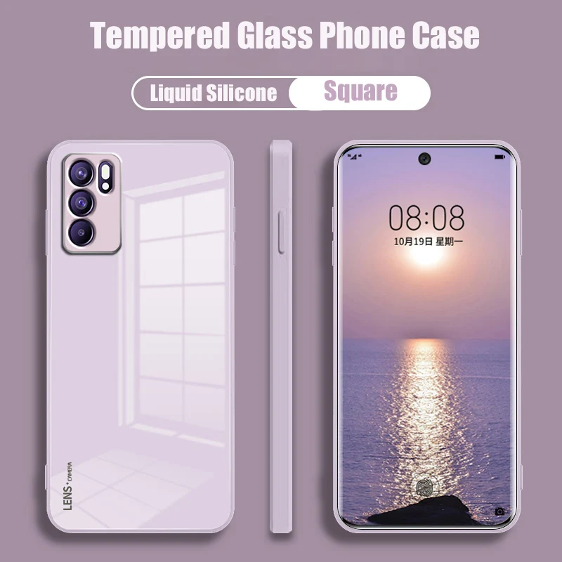 Мягкий Квадратный чехол из жидкого силикона для OPPO Reno 6 Pro Plus мобильный телефон Reno6