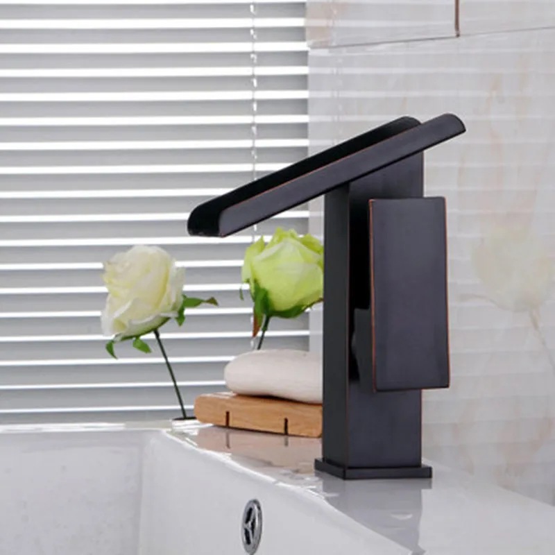 Европейский-водный кран водопад, кран для раковины, нижний кран для холодной и горячей воды, ретро кран для умывальника