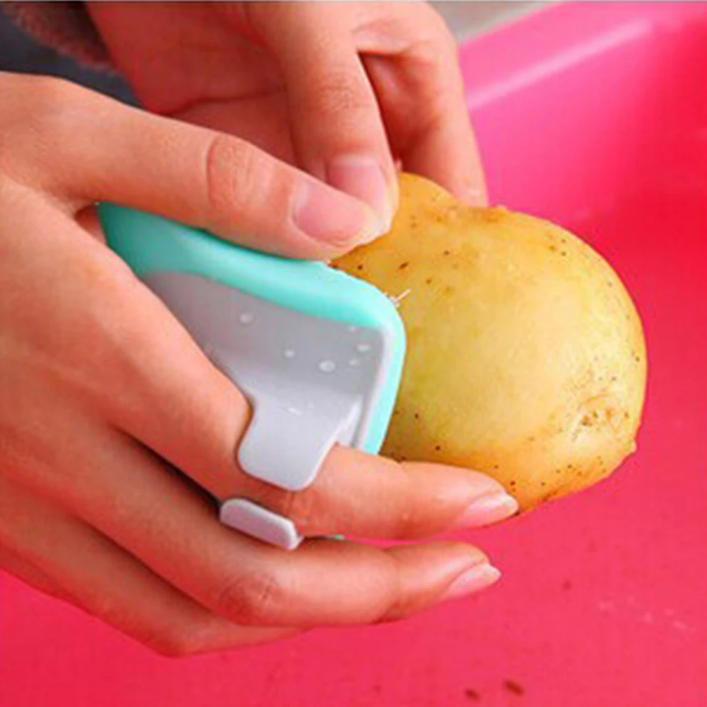 Fruits Vegetables Potato Portable Helper Dirt Remove Tools Scrubber Random Color Finger Ring Mini Kitchen Gadgets Cleaning Brush