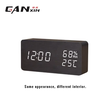 

Led Wooden Alarm Clock Watch Table Voice Control Digital Wood Despertador Electronic Desktop digital clock