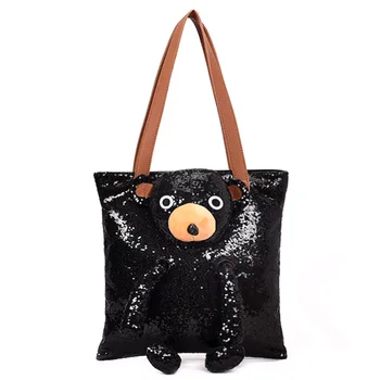 

Tote Shoulder Bag Bear Bear Cartoon Style Shoulder Bag Sequin 3D Contrast Large Capacity Shoulder Bag For Women Tote Bag